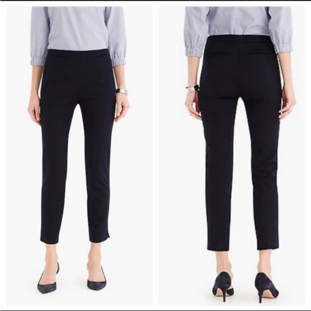 J Crew Petite Martie Pants Bi Stretch Cotton Navy Blue size 0
